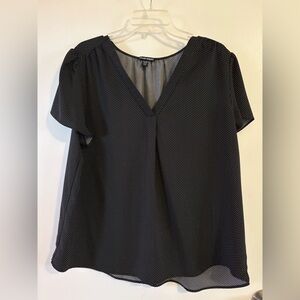 Hilary Radley Black and White V-Neck Blouse
